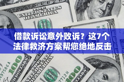 武汉借款诉讼意外败诉？这7个法律救济方案帮您绝地反击！